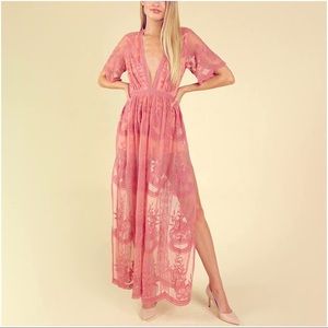 Honey Punch Lace Maxi Romper - Size Large